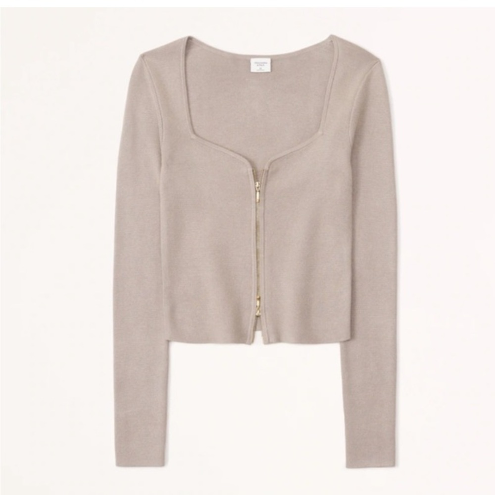 NWT Abercrombie & Fitch Zip-Up Notch-Neck Slim Top SIZE M
